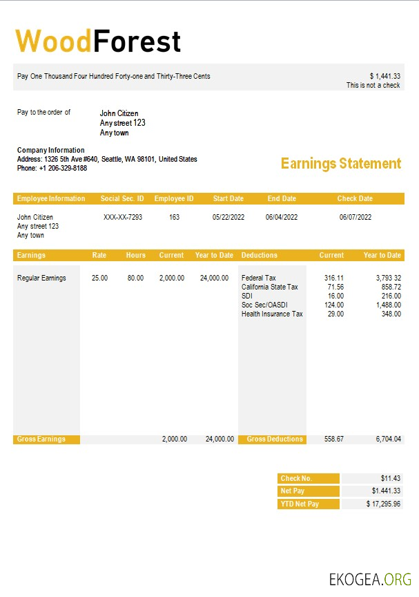 modèle de fiche de paie de la société du bois aux formats Word et PDF